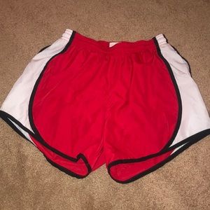 Red athletic shorts